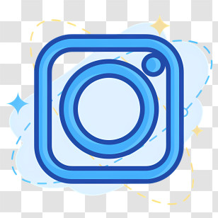 Instagram - Blue Camera-Like Minimalistic Logo Design Transparent PNG