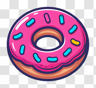 Animated Doughnut - Pink Glazed Donut Illustration With Sprinkles Transparent PNG