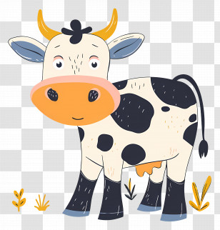 Cute Cow - Cute Cartoon Cow Illustration Transparent PNG