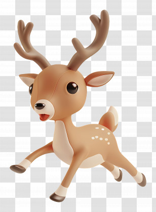 Christmas Deer - Adorable Cartoon Deer With Antlers Transparent PNG