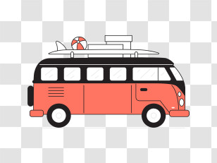 Road Trip - Retro Van With Surfboard For Summer Adventures Transparent PNG