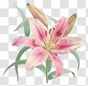 Pink Lily Flower - Pink Lily Flower Illustration Transparent PNG