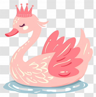 Pink Swan - Pink Swan With A Crown In Water Transparent PNG