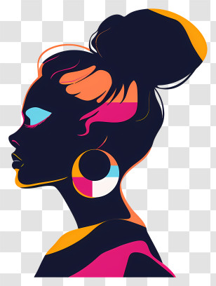 Barbie Head Silhouette - Colorful Artistic Silhouette Of A Woman Transparent PNG