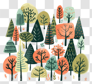 Forest Trees - Abstract Colorful Trees Illustration Transparent PNG