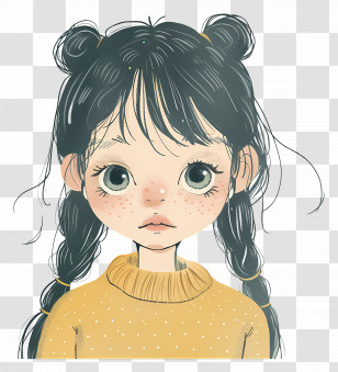 Little Girl - Cute Girl With Braids And Sweater Transparent PNG