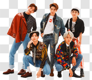 Kpop - Group Of Young People In Stylish Outfits Transparent PNG