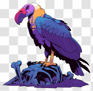 Cartoon Vulture - Colorful Vulture On Bones Transparent PNG