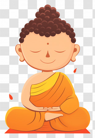 Buddha - Cartoon Monk Meditating In Peace Transparent PNG