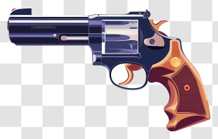 Revolver Gun - Dark-Colored Revolver With Wooden Grip Transparent PNG