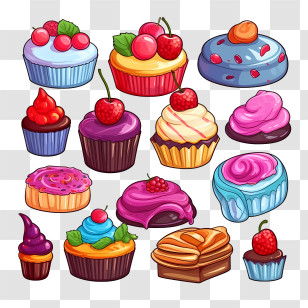 National Candy Day - Assorted Bright And Colorful Cupcakes Transparent PNG