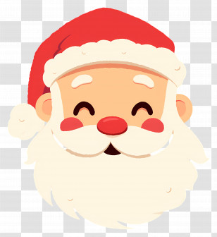 Santa Claus Face - Cheerful Santa Claus Face Cartoon Transparent PNG