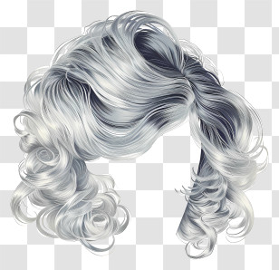 Wig - Shiny Silver Curly Hair Illustration Transparent PNG