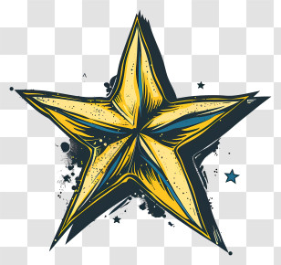 Star - Yellow Grunge Artistic Star Illustration Transparent PNG