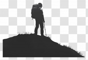 Hiker - Hiker Silhouette On Mountain Transparent PNG