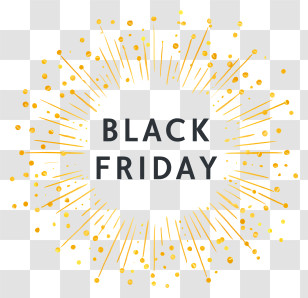 Black Friday Golden Confetti Explosion - Black Friday Sparkle Badge Transparent PNG