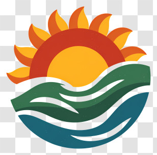 Sun Icon - Sunrise Over Ocean Waves Transparent PNG