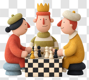 Friends Playing Chess Game - Chess Players In Action Transparent PNG
