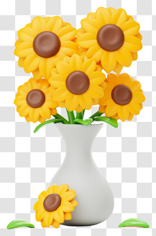 Sunflowers - Sunflower Bouquet In A White Vase Transparent PNG
