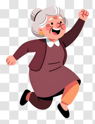 Happy Grandmother Jumping Transparent PNG