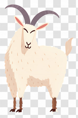 Mountain Goat - Fluffy Horned Goat Transparent PNG