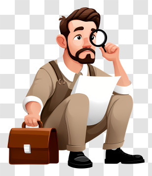 Looking For Job - Detective With Magnifying Glass Illustration Transparent PNG