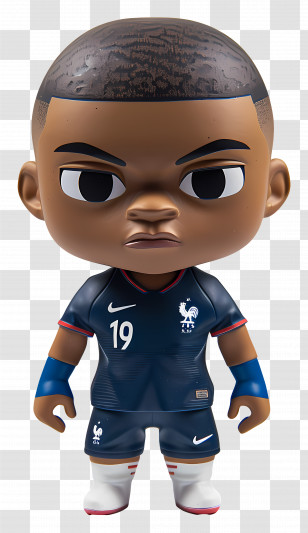 Kylian Mbappe - Cartoon Football Player In Blue Jersey Transparent PNG