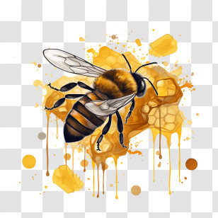 World Honey Bee Day - Detailed Honey Bee With Honeycomb Background Transparent PNG