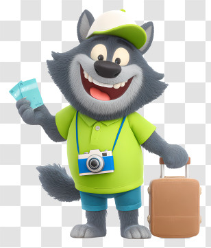 Wolf Tourist - Happy Wolf Tourist With Camera Transparent PNG