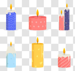 Candle Decoration - Set Of Colorful Burning Candles Transparent PNG