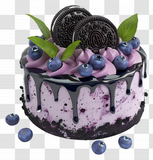 Blueberry Cake - Blueberry Cake With Oreo And Mint Leaves Transparent PNG