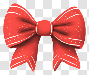 Red Ribbon Bow - Red Bow With Festive Design Accents Transparent PNG