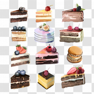 Cakes - Cakes Variety Of Cake Slices And Desserts Transparent PNG