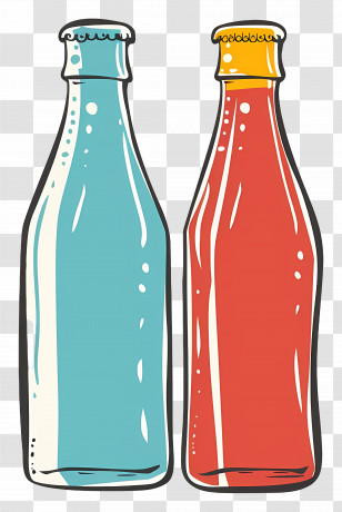 Vintage Bottle - Colorful Glass Beverage Bottles Illustration Transparent PNG