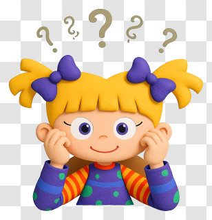 Rugrats Thinking - Puzzled Blonde Girl With Question Marks Transparent PNG