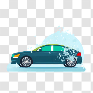 Car Wash - Car Being Washed With Foamy Bubbles Transparent PNG