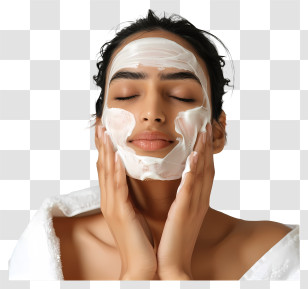 Skincare - Woman Applying Facial Mask For Skincare Transparent PNG