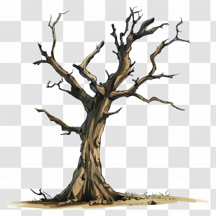 Dry Tree - Illustration Of A Barren Tree With Branches Transparent PNG