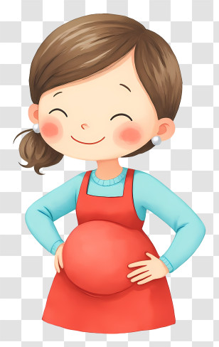 Cartoon Pregnant Woman - Happy Pregnant Mom Cartoon Transparent PNG