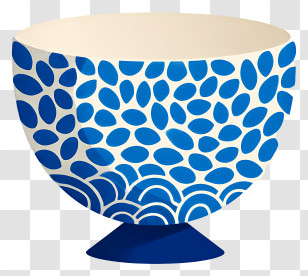 Rice Bowl - Decorative Blue Patterned Bowl Transparent PNG