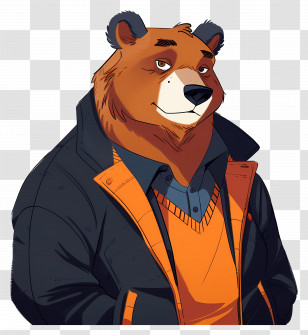 Bear - Stylish Bear In Jacket Transparent PNG