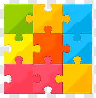 Jigsaw Icon - Bright And Colorful Puzzle Pieces Transparent PNG
