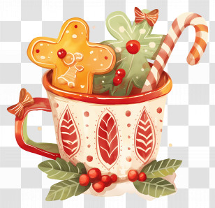 Christmas Mug - Festive Cup With Cookies And Candy Canes Transparent PNG