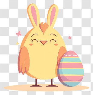 Easter Chick - Yellow Bunny Chick With Easter Egg Transparent PNG
