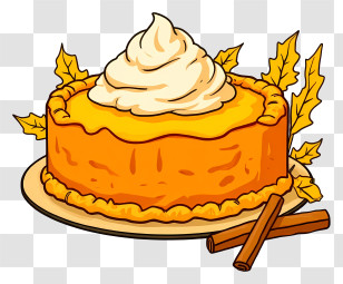 Pumpkin Pie - Pumpkin Pie With Whipped Cream Transparent PNG