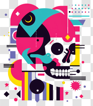 Death Skull - Colorful Geometric Abstract Skull Art Transparent PNG