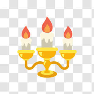 Golden Candelabra - Golden Candelabra With Burning Candles Transparent PNG