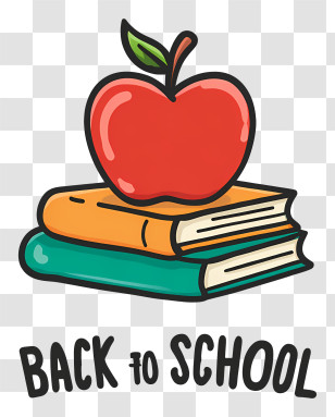 Back To School - Back To School Books And Apple Transparent PNG