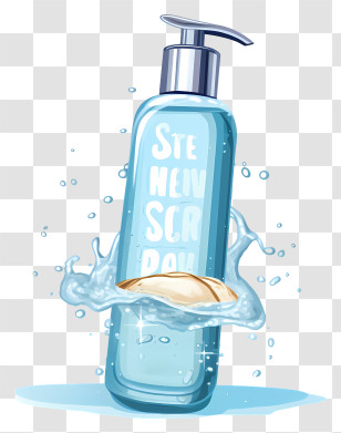 Glass Bottle - Blue Soap Dispenser With Splash Transparent PNG
