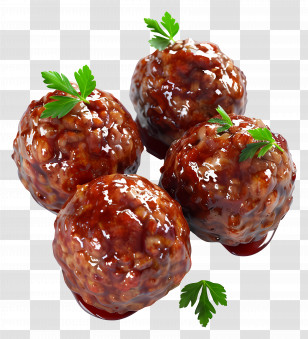 Beef Balls - Glazed Meatballs With Parsley Transparent PNG